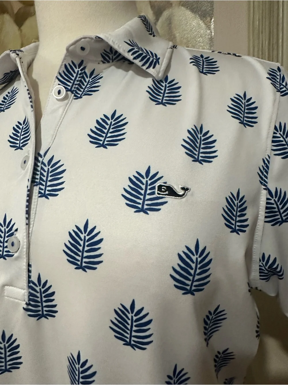 Golf Palm Tree Pattern Short Sleeve Polo Shirt Size M Women’s Vineyard Vines